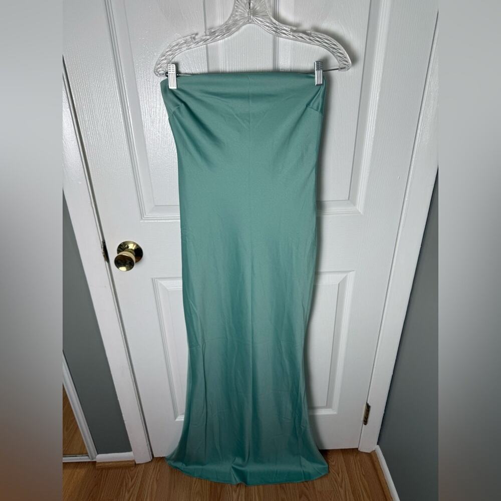House of CB Alette Jade Satin Strapless Maxi Dress M - Picture 2 of 13